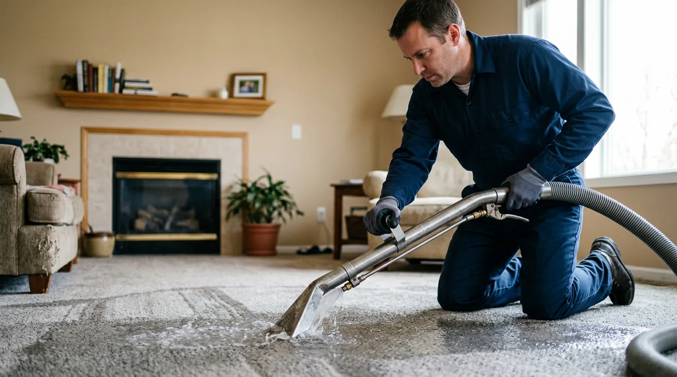 Water damage restoration technician working near Hutto, TX